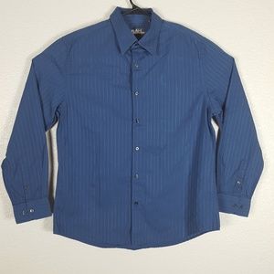 Farah Mens Shirt Blue Sz L Button Front Collar L/S